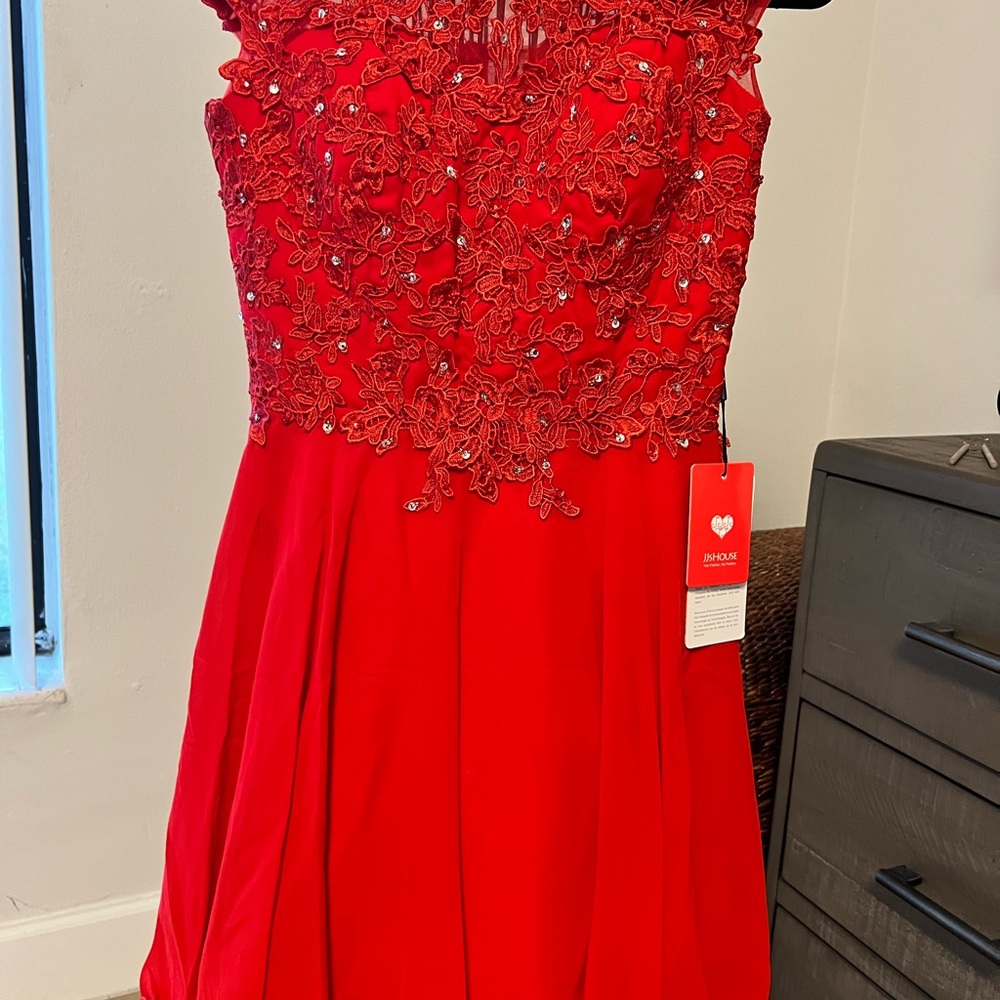 Red Floral Lace Dress